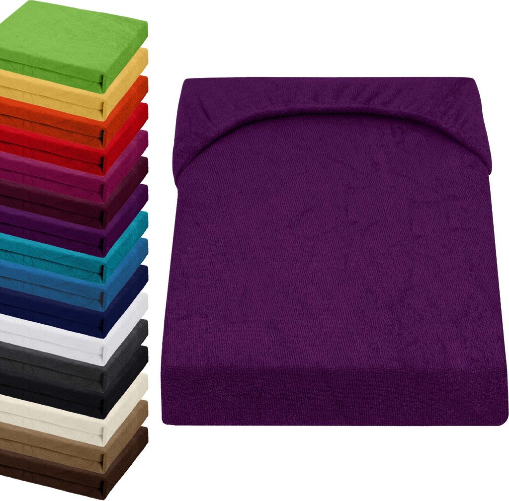 FROTTEE TOPPER Spannbettlaken 200x200-200x220cm Spannbetttuch für Boxspringbett-Topper Matratzen, Farbe: Orchidee