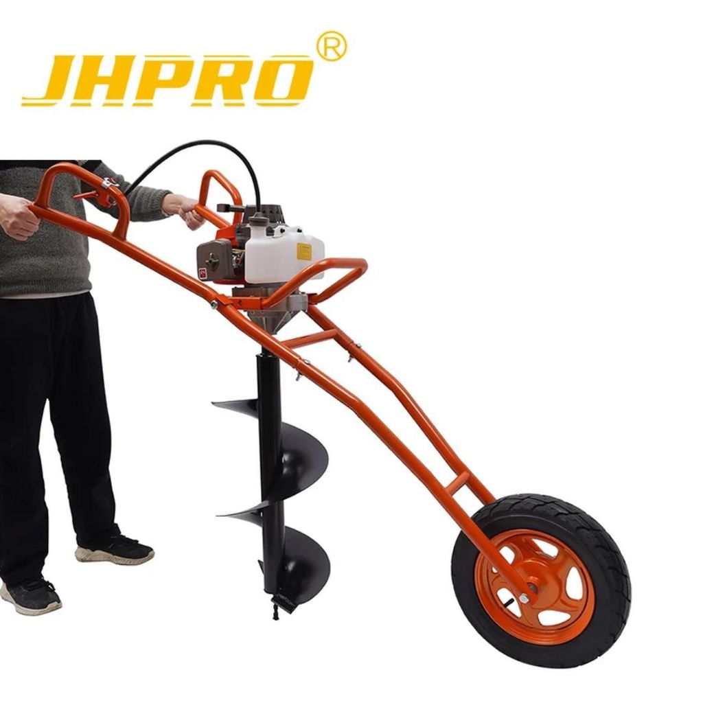 Benzin Profi Erdbohrer 3 PS mit Fahrgestell auf Rad Produktbild 