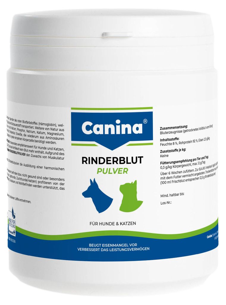 Canina RInderblutpulver 250 g, Hund, Puder, Adult, Kalzium, Produktbild 