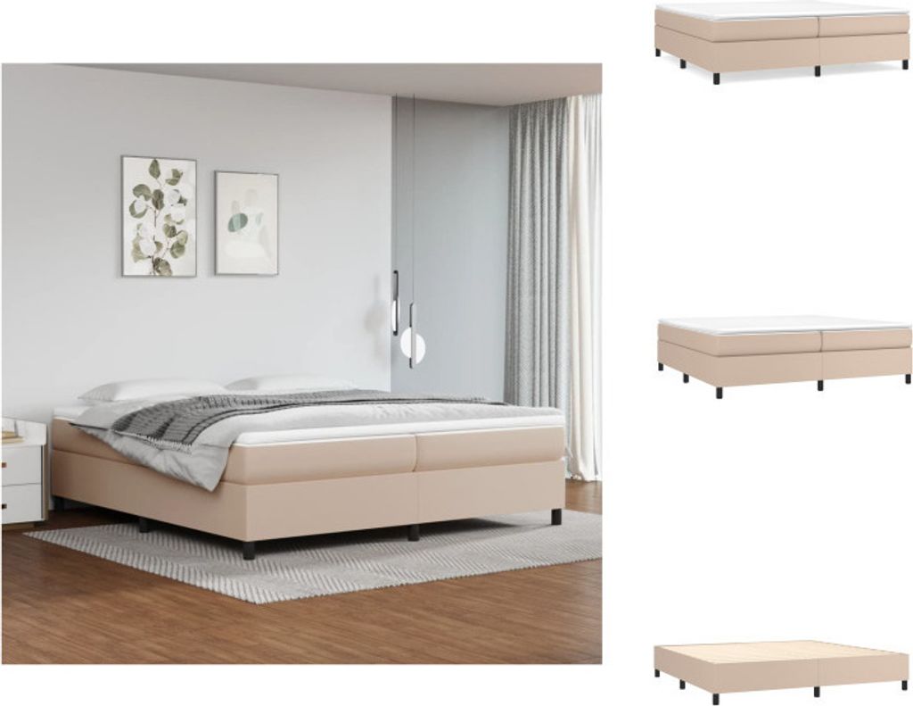vidaXL Boxspringbett Matratze Cappuccino-Braun 200x200cm Kunstleder - Betten & Bettgestelle