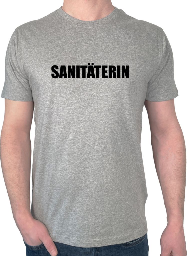 Huuraa Herren T-Shirt Sanitäterin Schriftzug XXL Sport Grey Bio Baumwolle Fairtrade Herrenshirt Geschenkidee