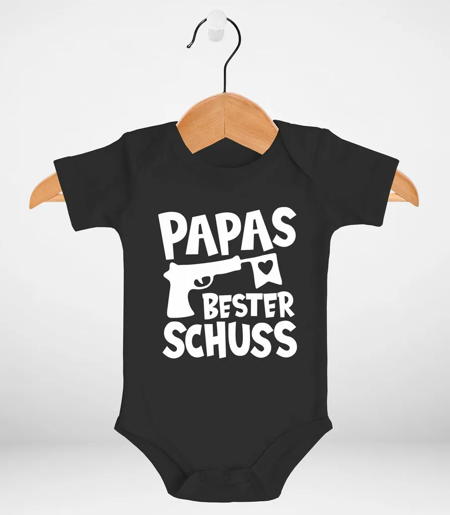 MoonWorks Baby Body 'Papas Bester Schuß' – Schwarz, Größe 3-6 Monate, Aus Bio-Baumwolle