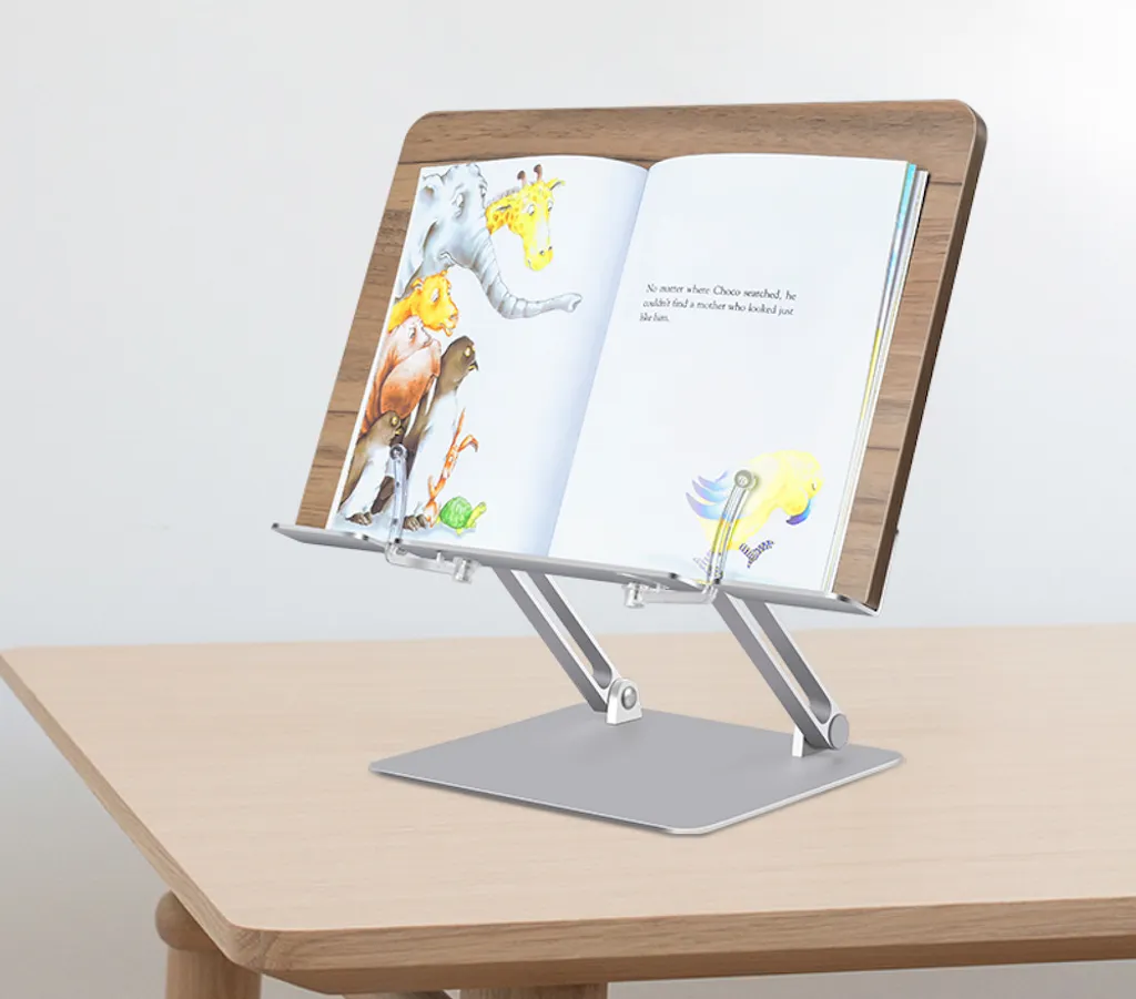 Woward Supporto Libri Legno e Alluminio - Leggio Ergonomico Regolabile