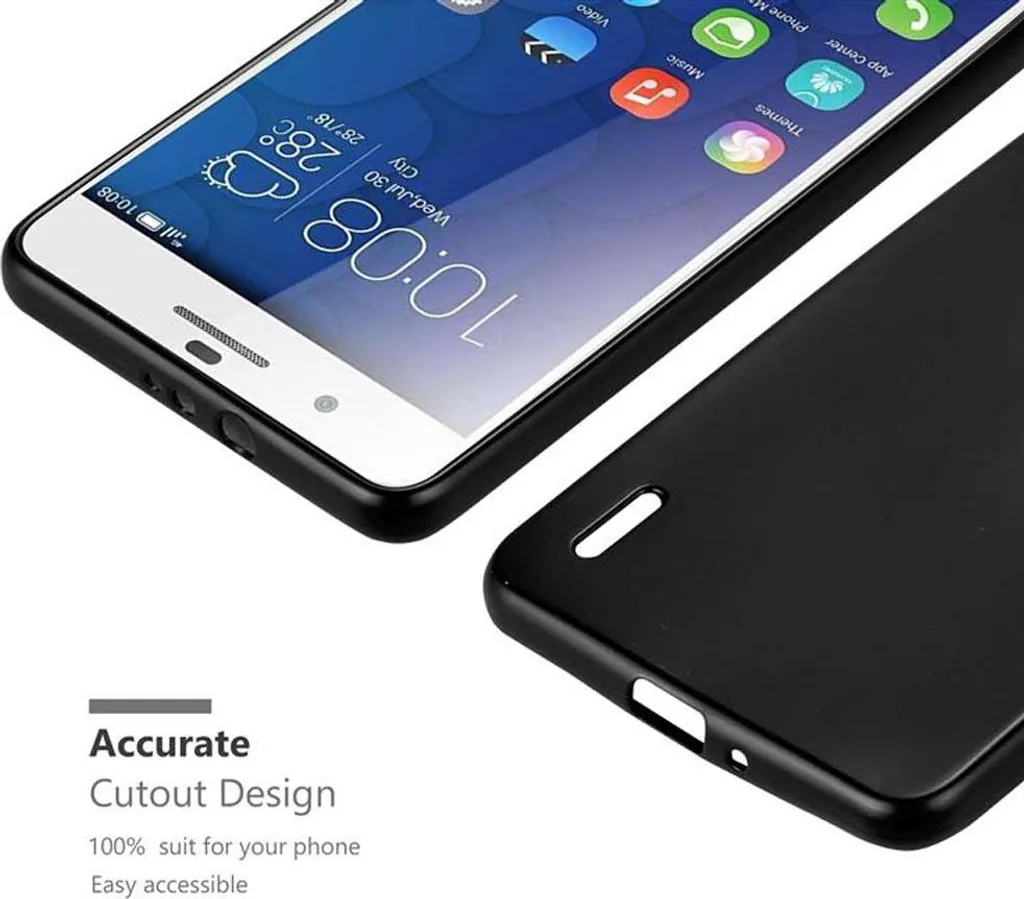 Cadorabo Cover Honor 6 Plus | Morbida Custodia In Silicone TPU | Effetto Metallizzato Nero | Sottile E Antiurto