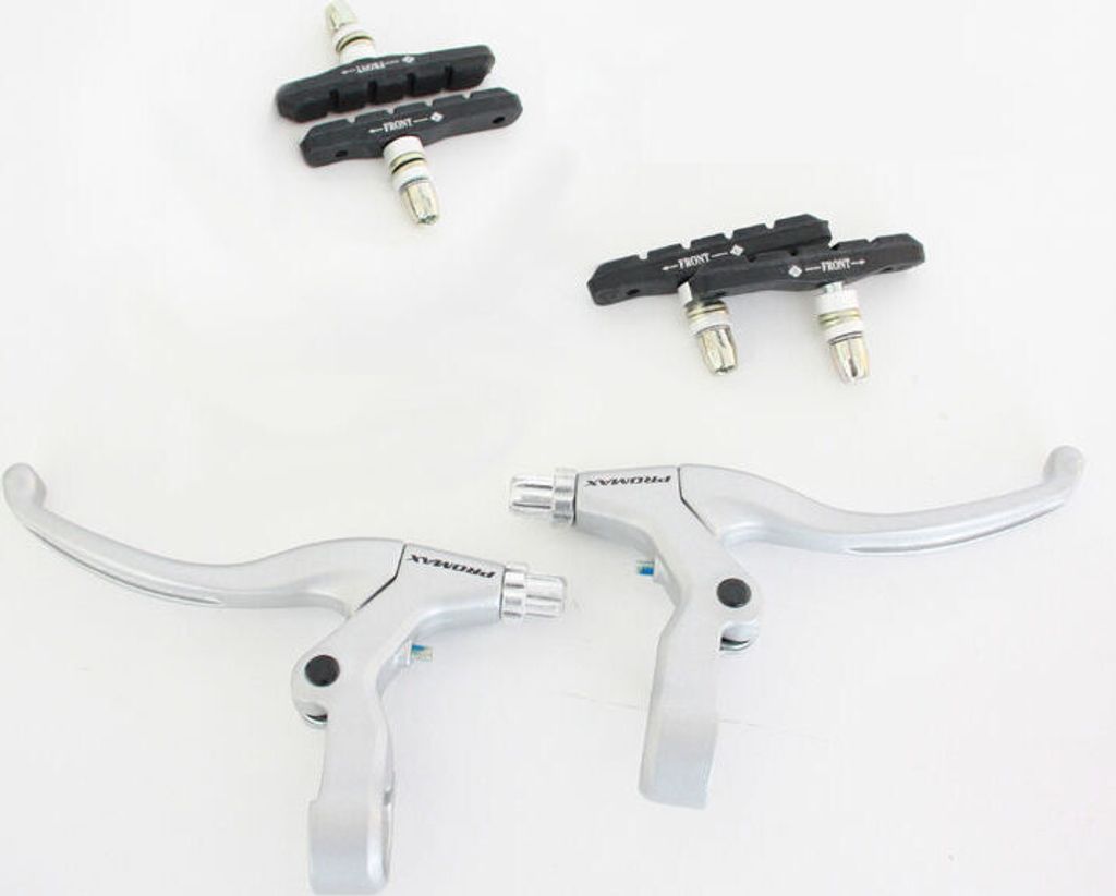 Bremsen Set Promax Griffe silber Beläge Fahrradbremse Bremsbeläge Neu