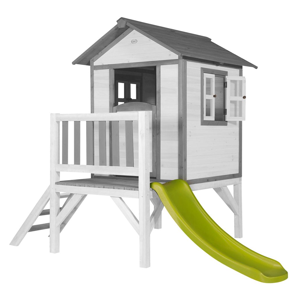AXI Spielhaus Beach Lodge XL in Weiß mit hellgrüner Rutsche Produktbild 