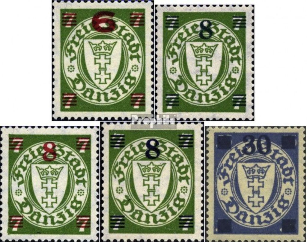 Briefmarken Danzig 1934 Mi 240-242 (kompl.Ausg.) mit Falz Aushilfsausgabe