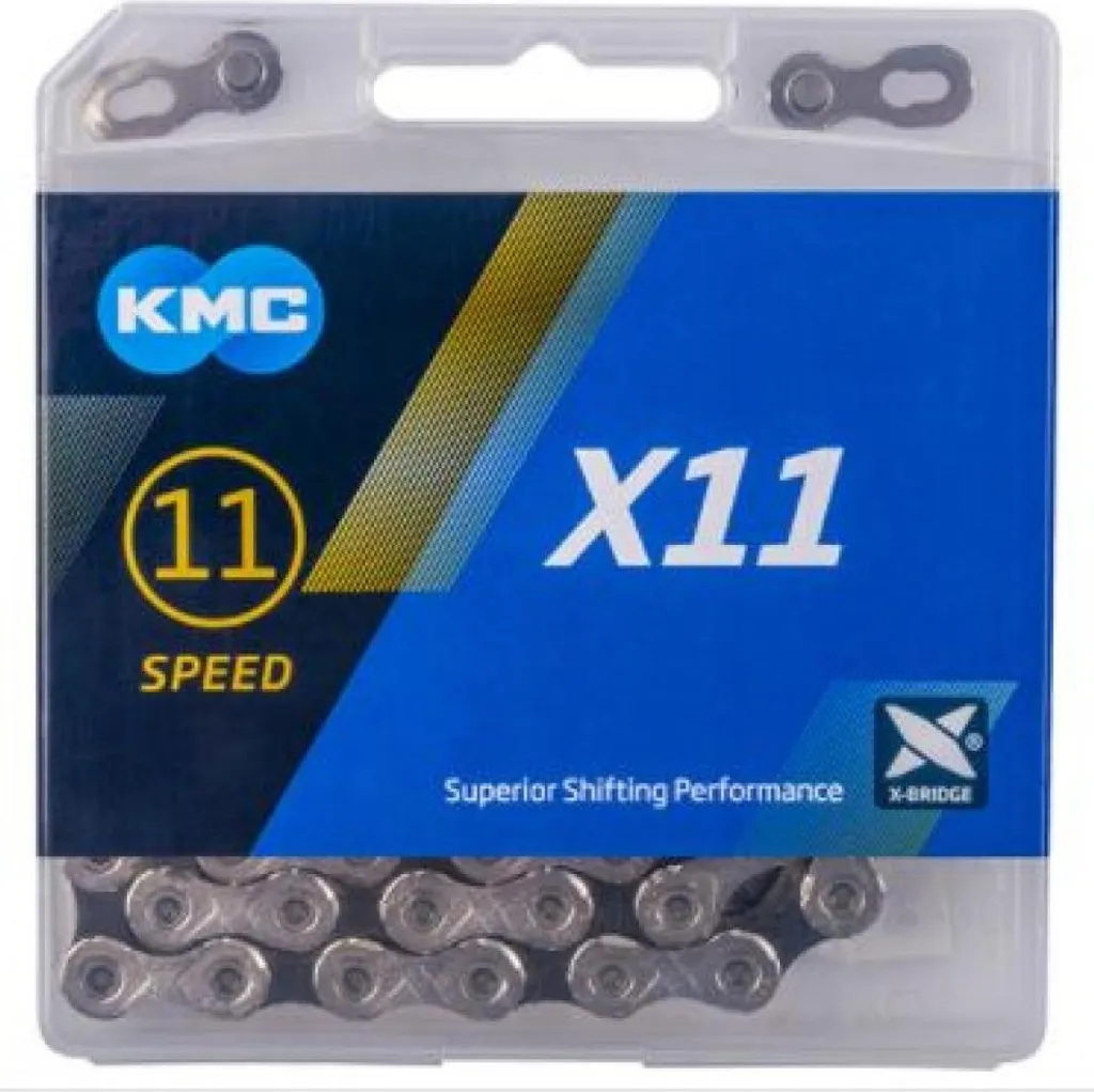 Chaîne de vélo 11 vitesses KMC X11 argent et gris 114 maillons