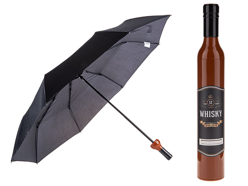 OOTB Taschen-Regenschirm Whiskyflasche Produktbild 