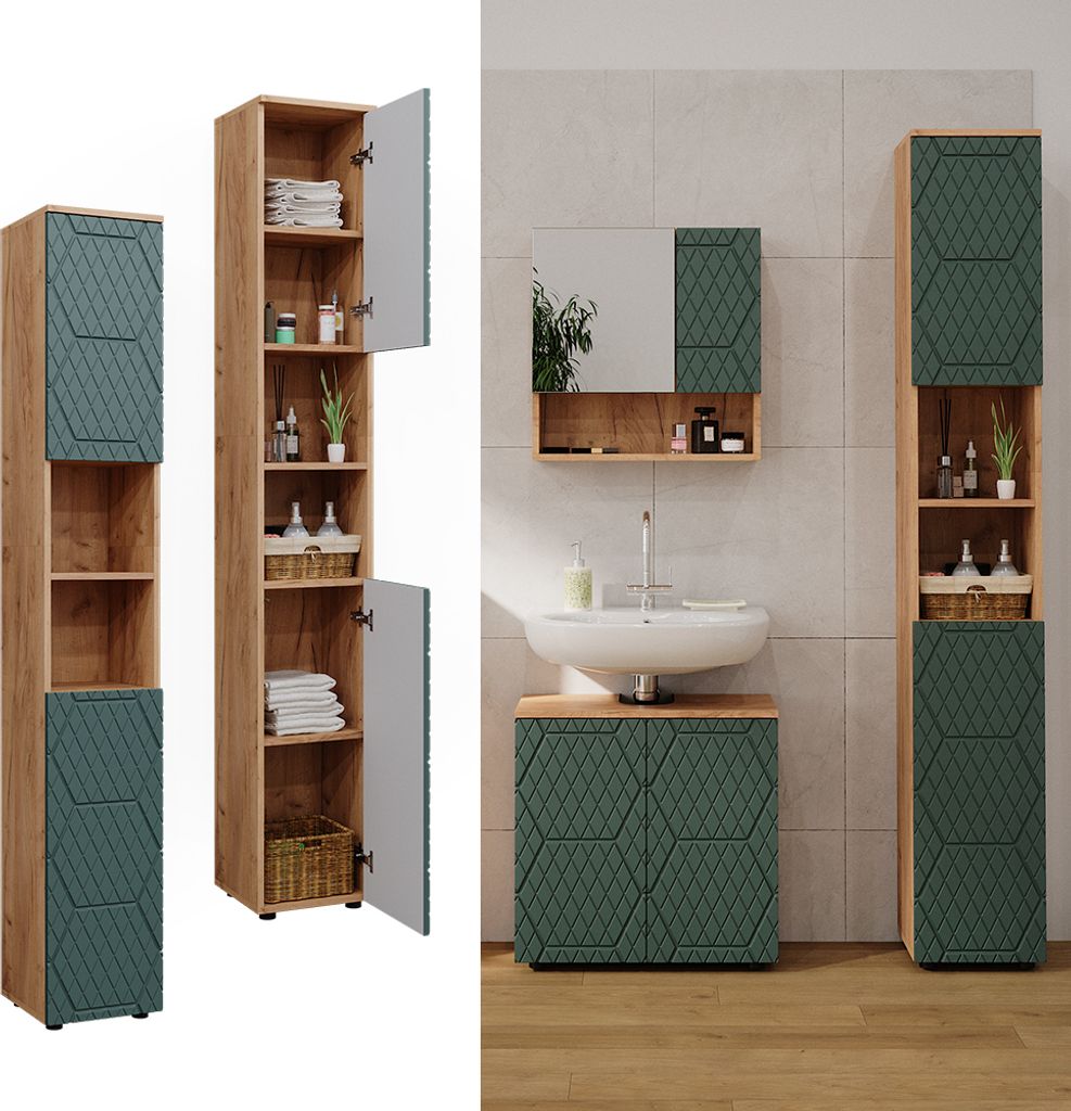 Armoire de salle de bain  Vicco Irma Vert/force de l'or Image du produit 