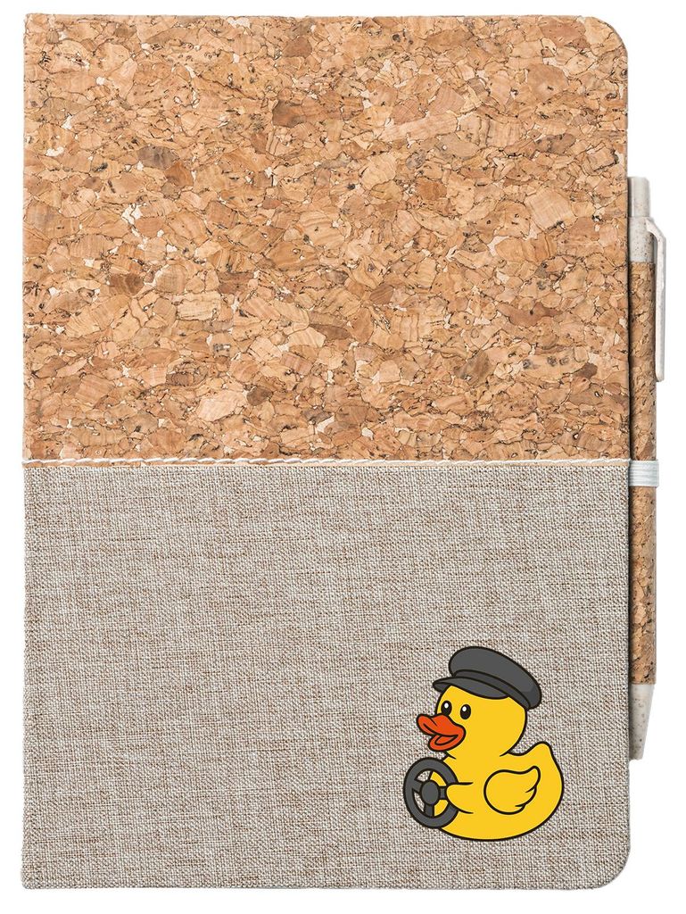 Huuraa Notizbuch A5 Quietscheente Kraftfahrt Comic Gummiente 80 Blatt inkl. Kugelschreiber Tagebuch Geschenkidee