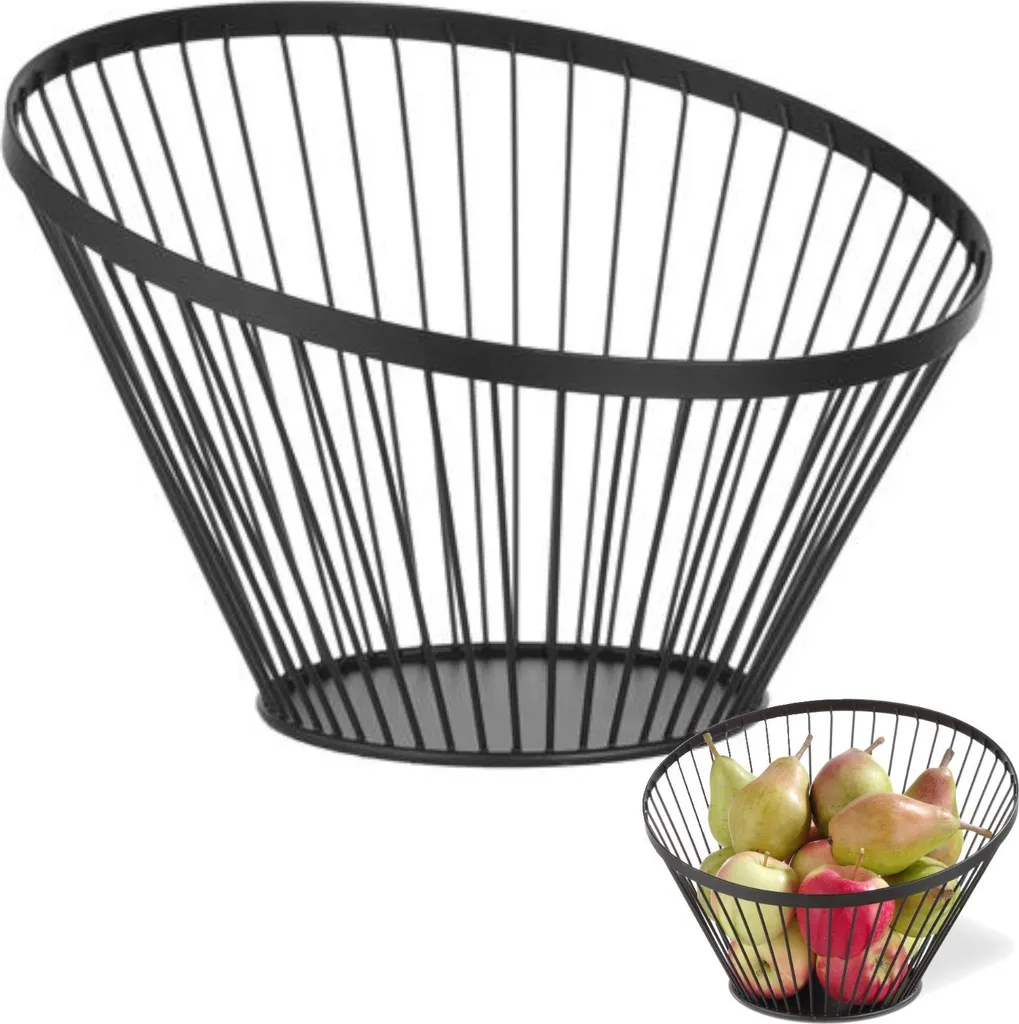 Corbeille à fruits design noir 300mm en acier robuste style industriel
