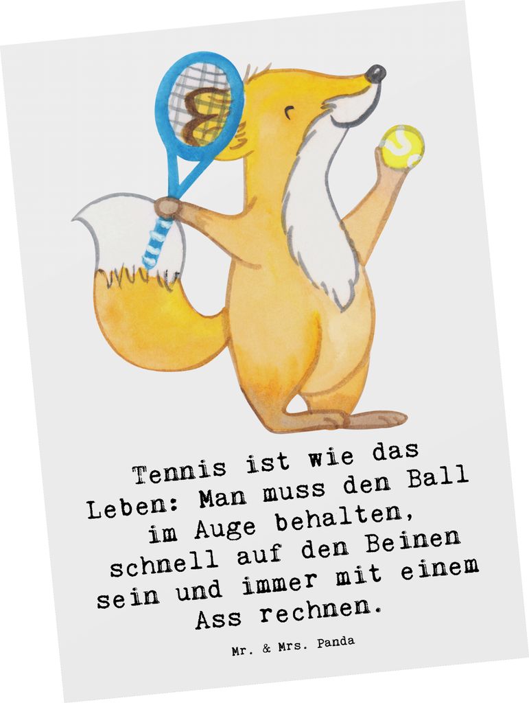Mr. & Mrs. Panda Postkarte Tennis Lebensweisheit - Weiß - Geschenk, Tennisfreundschaften, Grußkarte, Wachsamkeit, Ansichtskarte, Leben, Ansichtsk...