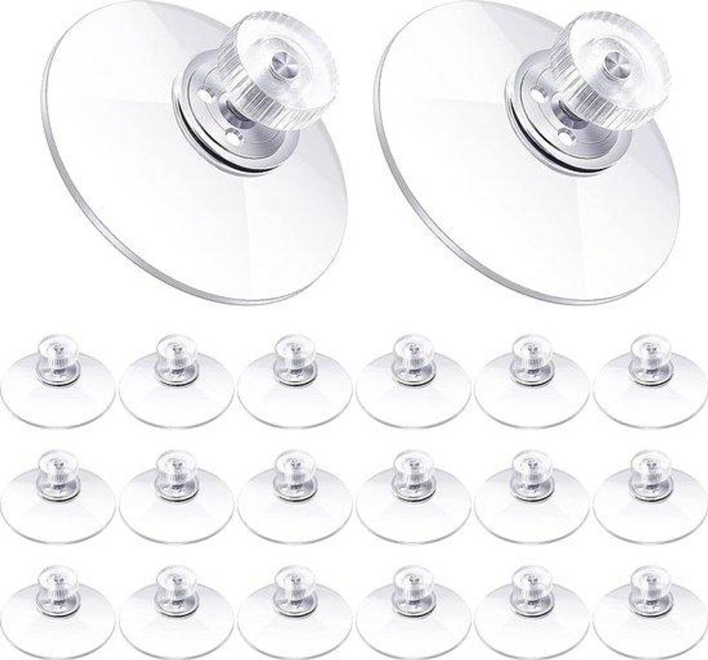 40 mm Kunststoff-Zugnapfsätze, transparente PVC-Zugnapfsätze, starke Haft-Zugnapfsätze mit Schraubkopf für Auto, Rollladen, Vorhang, Glas, Bad,...