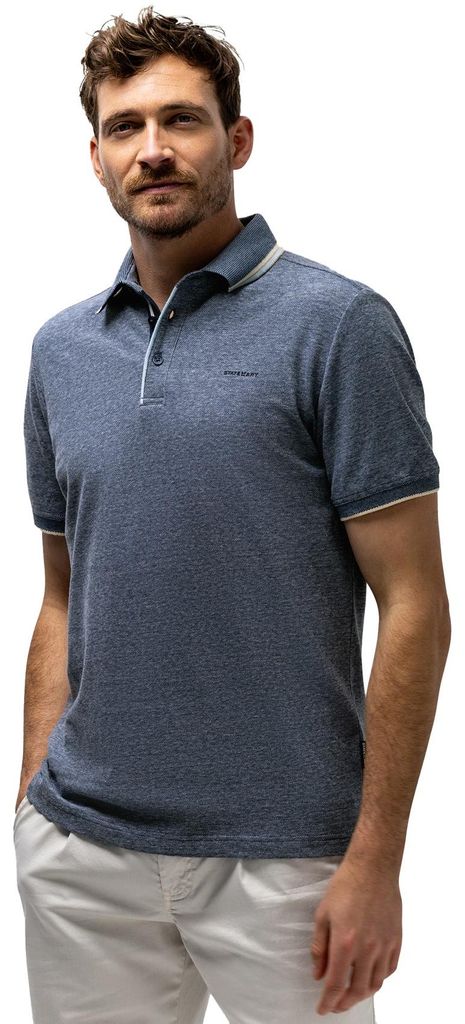 Poloshirt State of Art blau 3-knöpfig