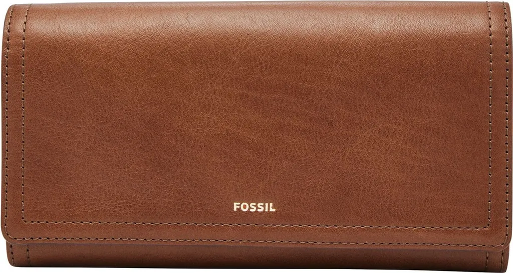 FOSSIL Pelle portafoglio Logan Flap Clutch Brown marrone