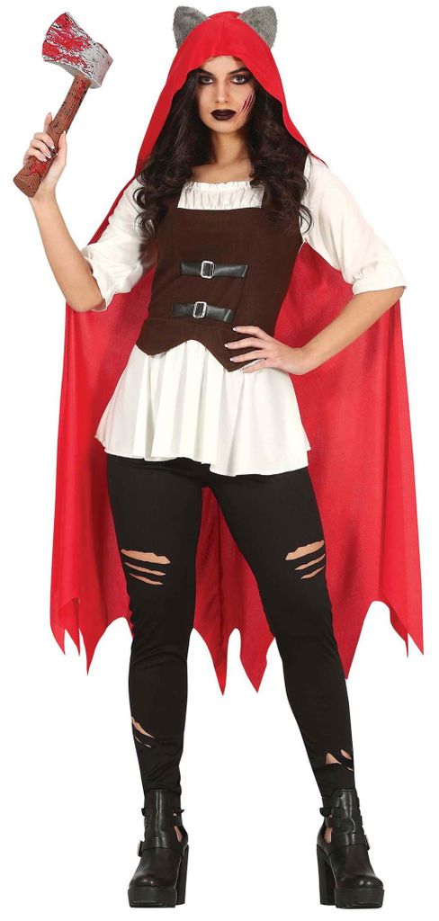 Rotkäppchen-Kostüm für Damen mit Cape und Kapuze, Größe:M Produktbild 