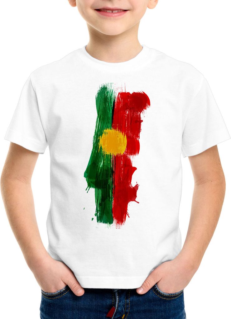 BaumwolleCloud Flagge Portugal Kinder T-Shirt Fußball Sport WM EM Fahne