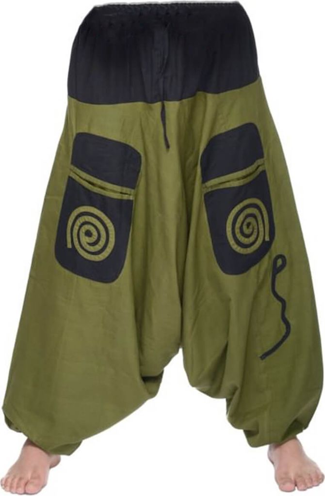 Aladinhose Freizeithose Haremshose Simandra Herren, grün-schwarz L/XL