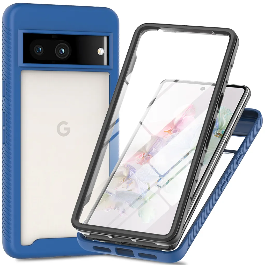 Custodia Google Pixel 7A 360° Blu Scuro con Protezione Schermo Integrata