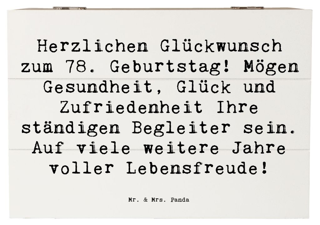 Mr. & Mrs. Panda Box Spruch 78. Geburtstag 22 x 15 cm - Weiß - Geschenk, Glück, schatztruhe, Alter, handgefertigte Geschenke, 78 Jahre alt, fotob...
