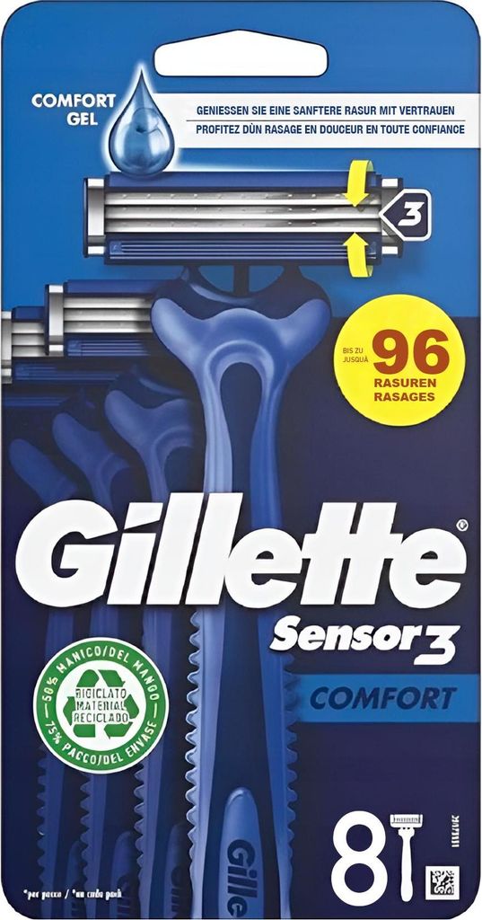 Gillette Sensor 3 Einwegrasierklingen Comfort 8er-Pack Produktbild 