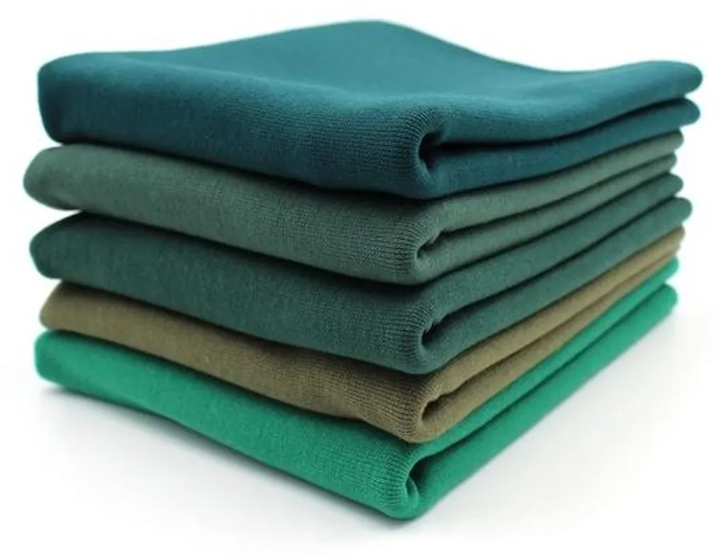 Lot tissu jersey pour vêtements bébé coton vert 5 coupons 70 cm