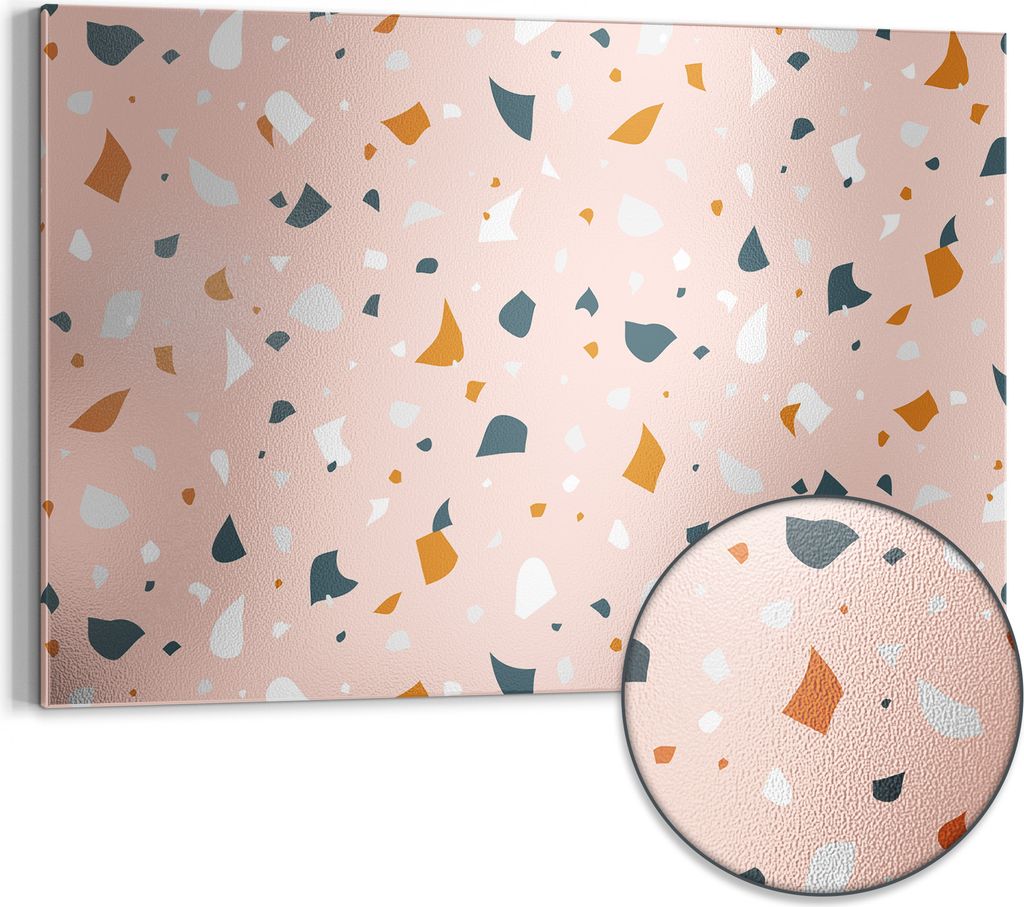 DEQORI Magnettafel Metall 90x60 cm 'Rosa Terrazzo-Zauber' Whiteboard Pinnwand Büro