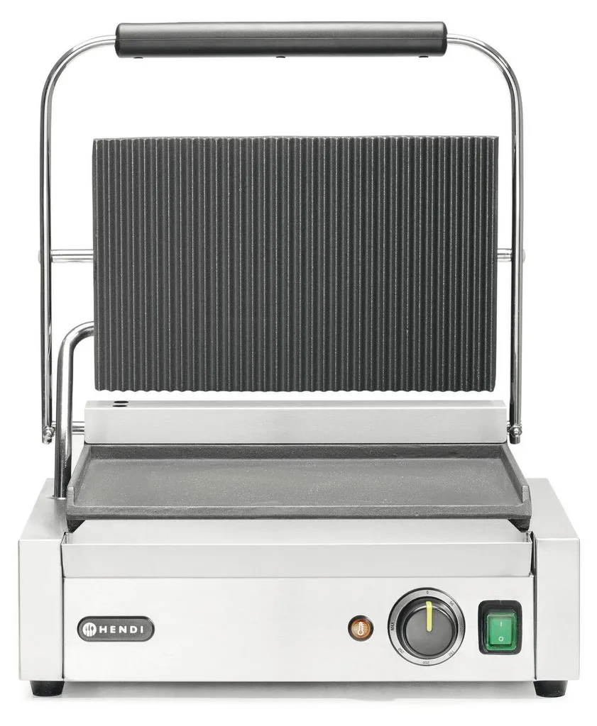 Gril panini 1800W plaques fonte rainurées Hendi pour cuisson homogène