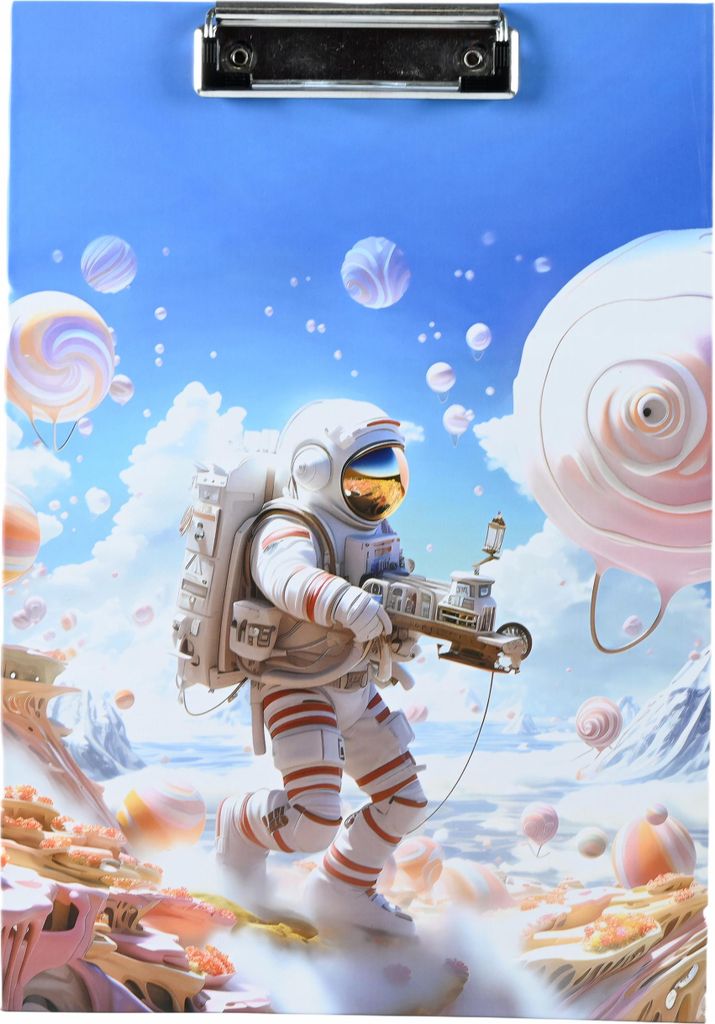 A4 Klemmbrett Weltraum Motiv - Schreibunterlage mit Clip Stabil für Schule & Büro