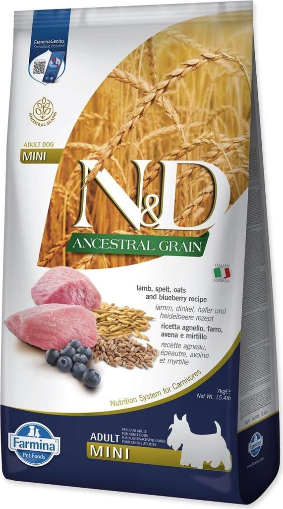 N&D Dog Adult Mini Ancestral Grain Lamm, Dinkel, Hafer & Produktbild 
