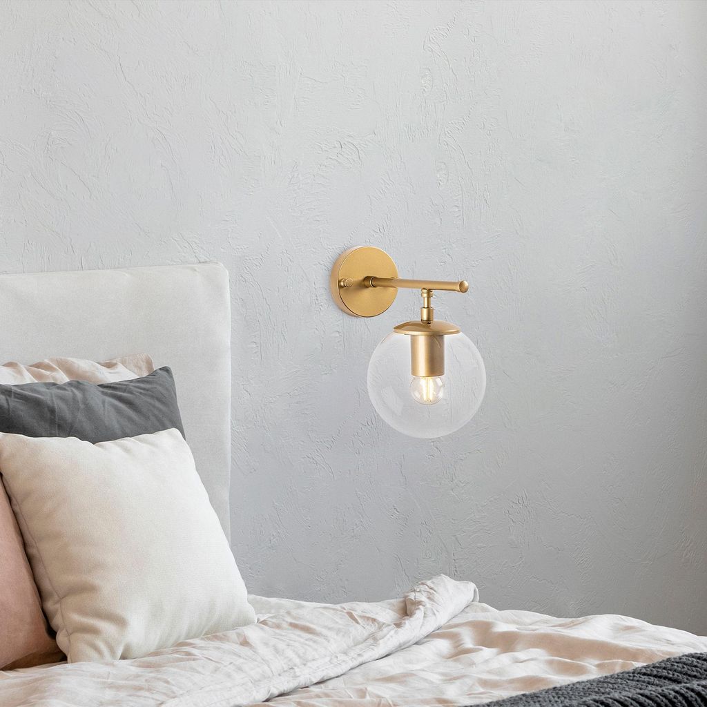 Opviq, Wandleuchte aus Metall (Gold), 15 x 24 x 24 cm | Glasabdeckung, E14 Fassung, max. 40 W | Elegantes Design für Hotel & moderne Räume, IP20,...