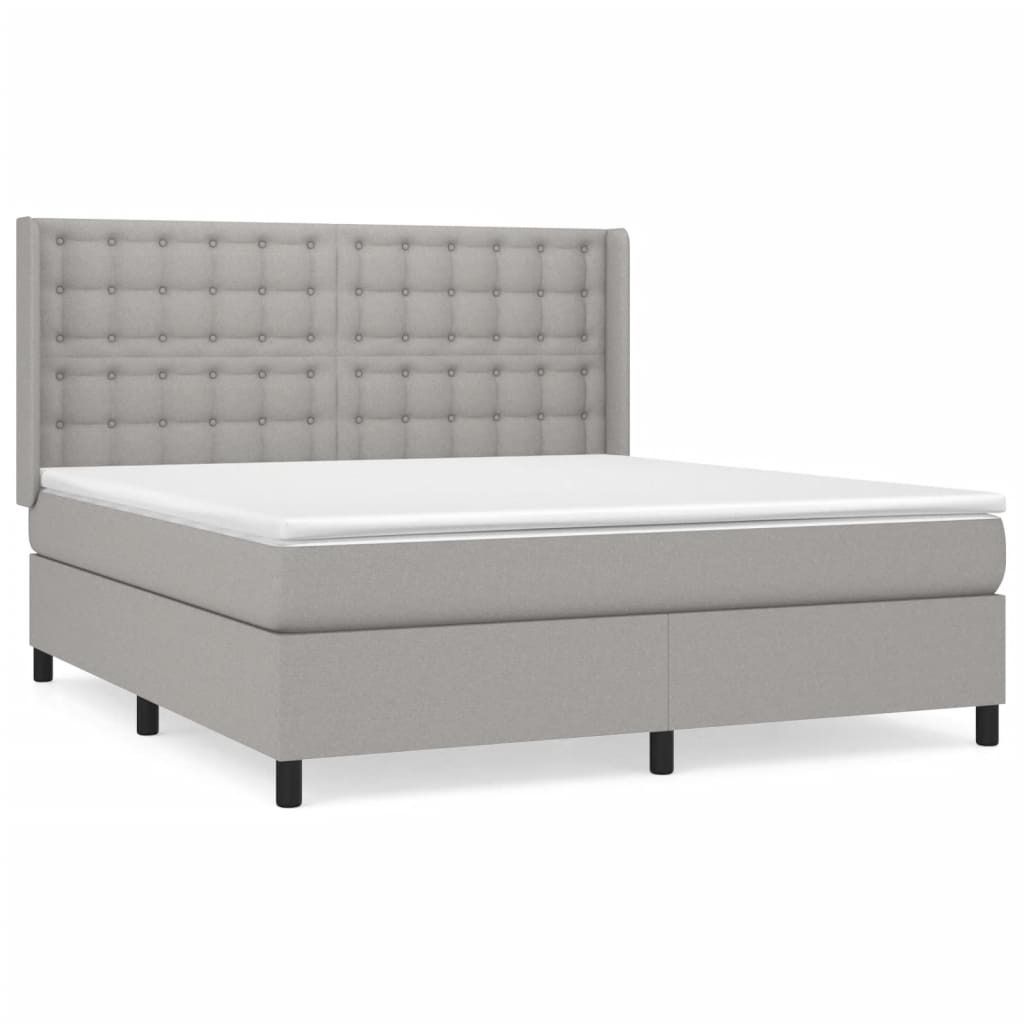 SYFAX Boxspringbett mit Matratze Hellgrau 180x200 cm Stoff