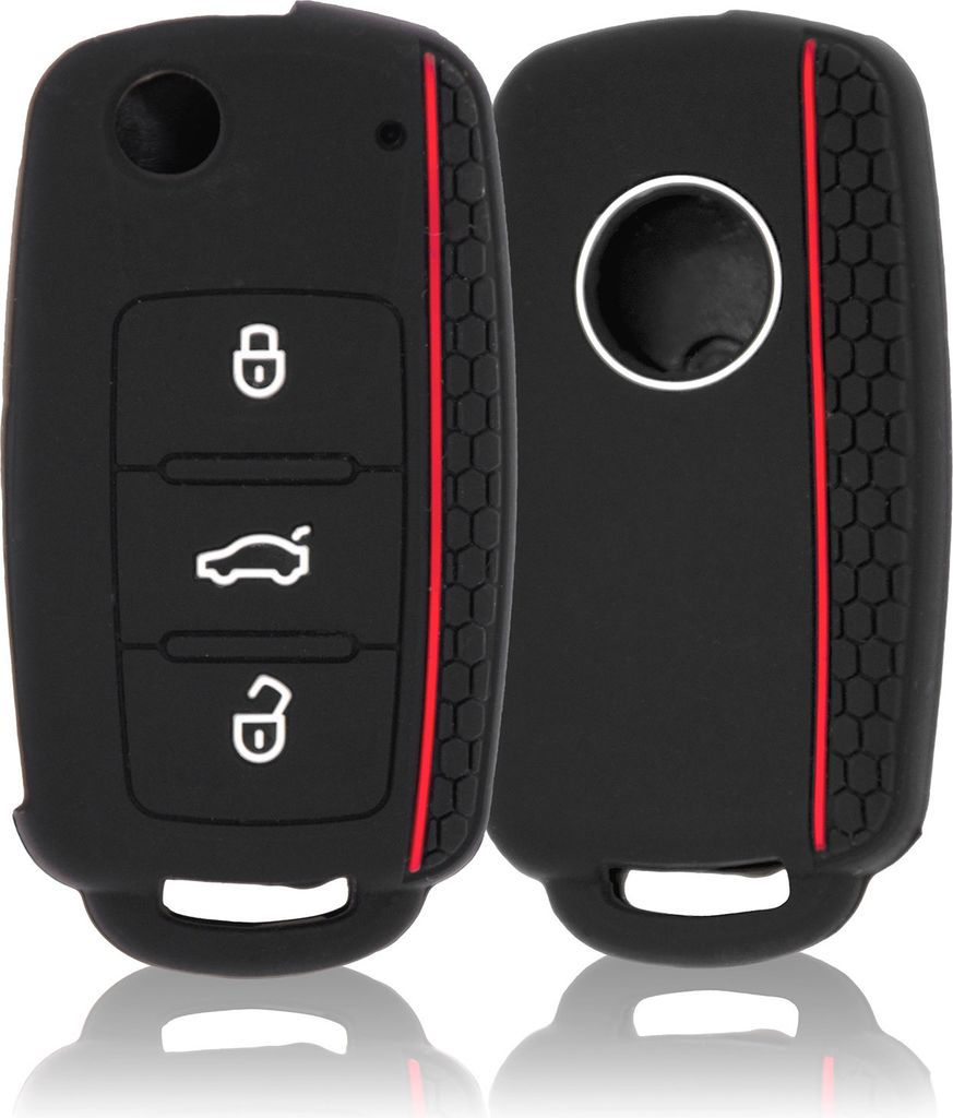 Schlüsselhülle Schwarz Rot Skoda VW GTI Seat Autoschlüssel Produktbild 