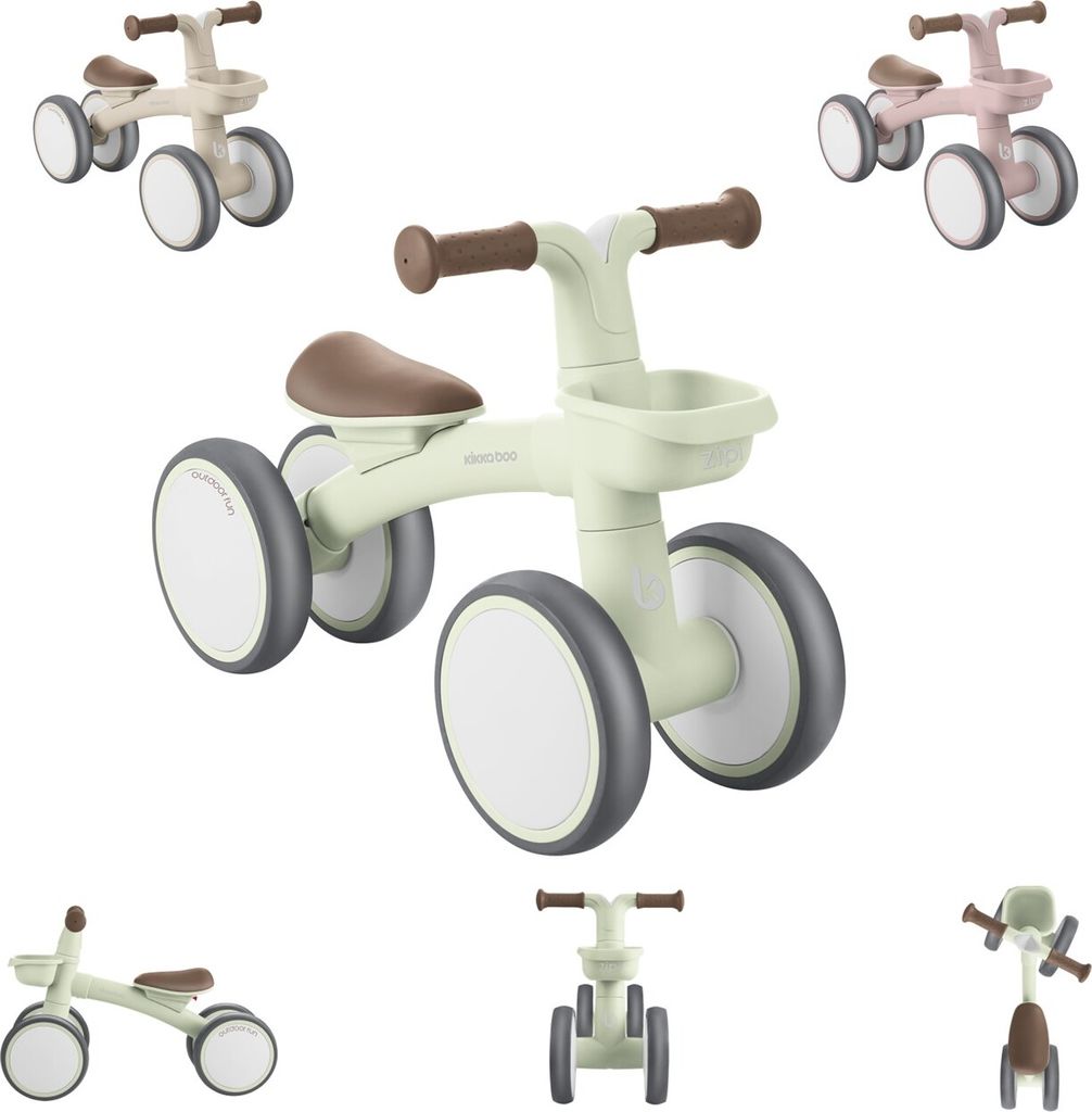 KikkaBoo ZIPI Fahrrad ohne Pedale, Von 1 bis 3 Jahren Ride-on, Baby-Fahrrad, Laufrad mit Korb, einstellbar, Kinderspielzeug, Baby-Geschenk, Minze