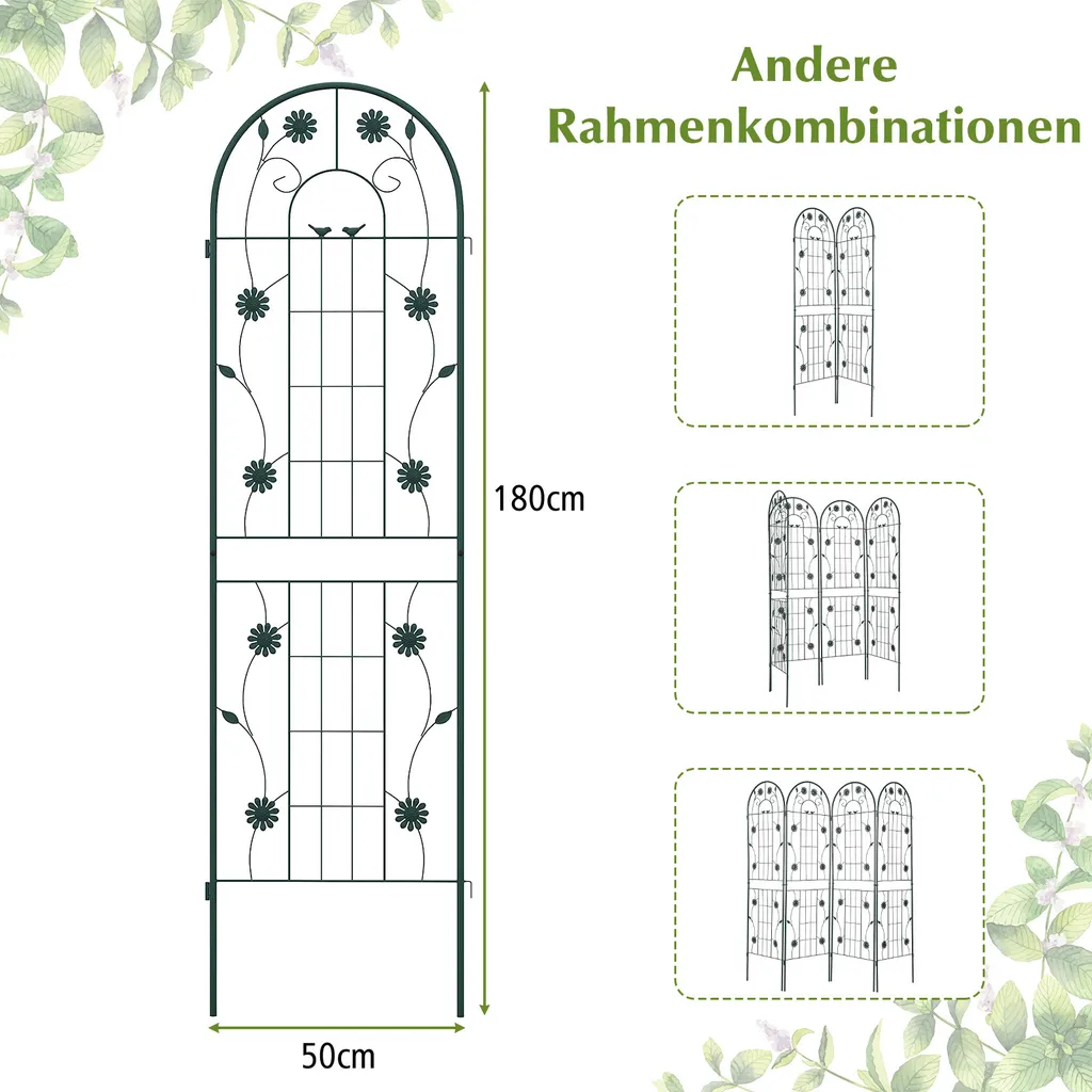 Clôture de Jardin Décorative et Support à Planter Vert 180 x 50 cm - 2 Pcs
