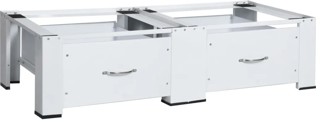 Support Machine à Laver Double Blanc Acier - Hauteur Ergonomique - 14