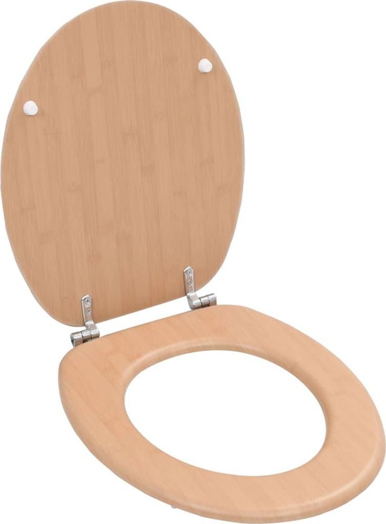 vidaXL WC sedadlo 2 ks s vekom MDF Bambusový dizajn Obrázok produktu 
