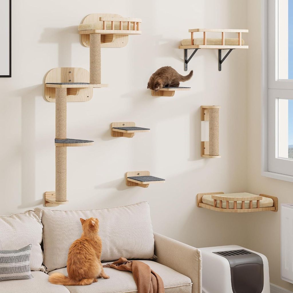 7tlg. Kletterwand Katzen Set, Katzenmöbel mit Kratzbäume, Produktbild 