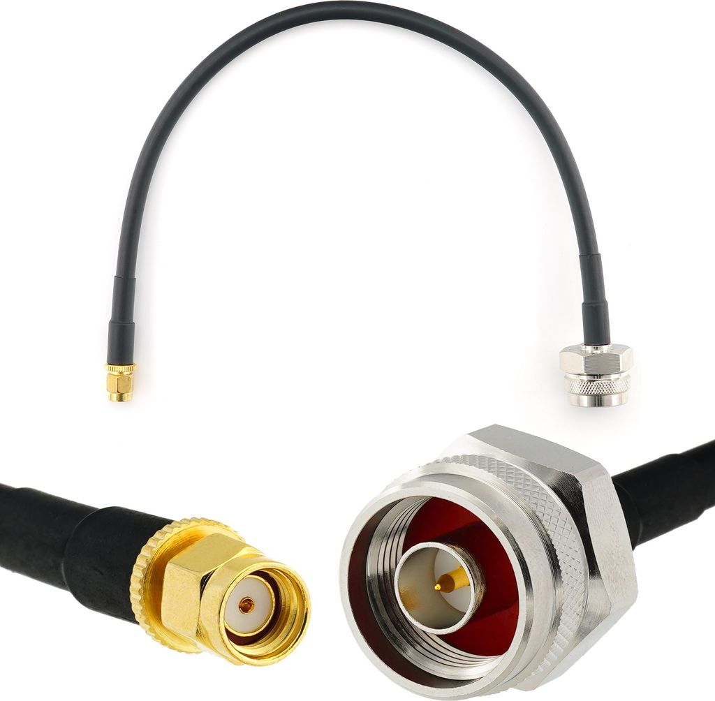 30cm RP-SMA Stecker auf N Stecker (Hex Kopf) Koaxialkabel — 0.3 Meter Verlustarmes HF-240 (LMR 240 Äquivalent) Antennenkabel Verlängerungskabel...
