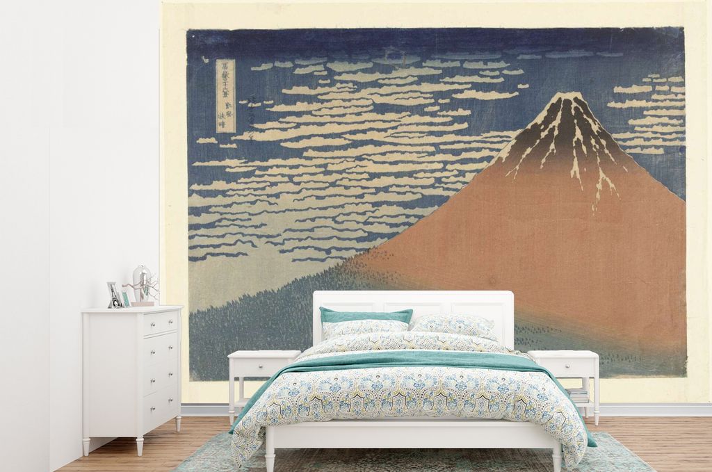 MuchoWow Fototapete für Wohnzimmer oder Schlafzimmer Wandtapete Vinyl Motivtapete Klares Wetter und ein Südwind - Gemälde von Katsushika Hokus...