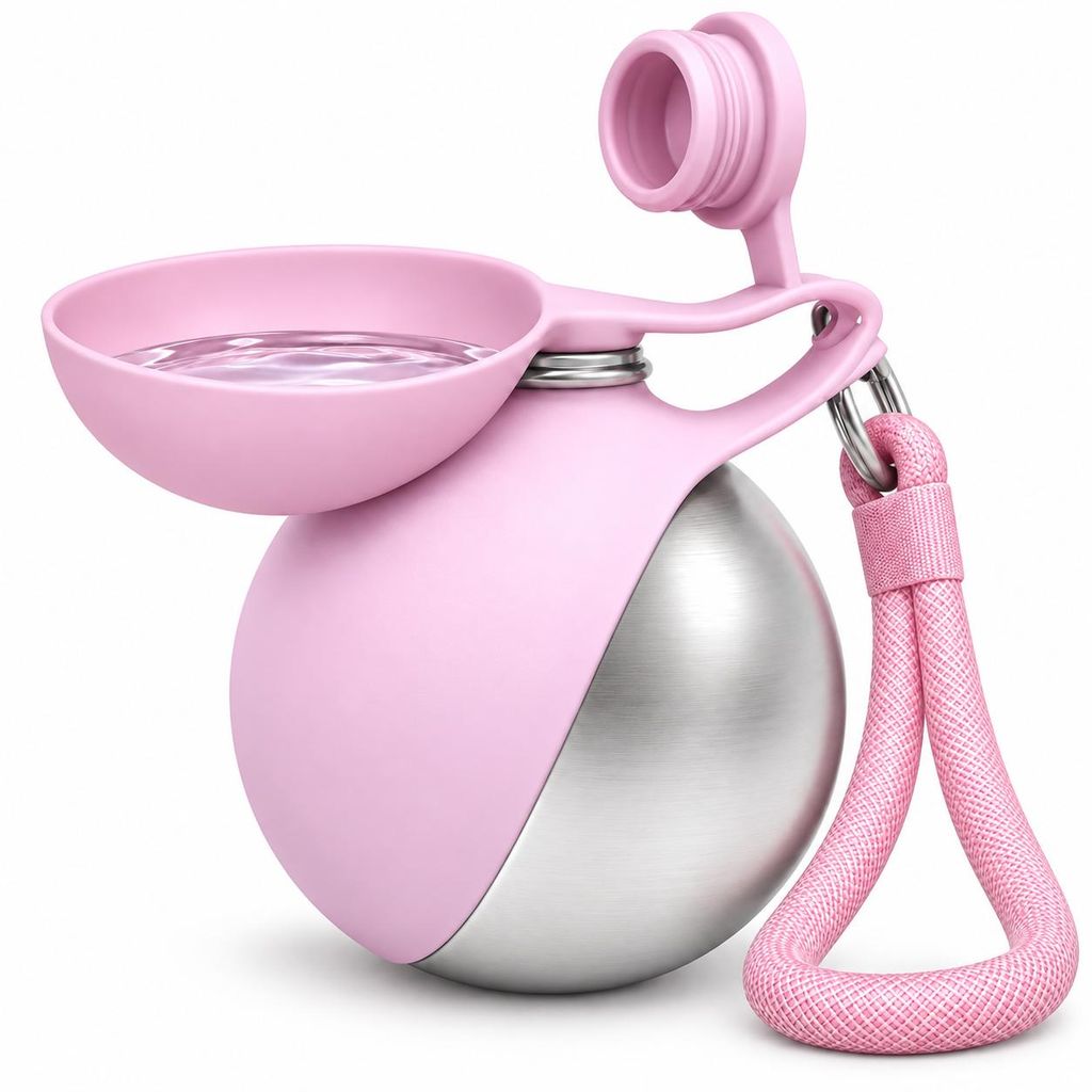 Bouteille de voyage anti-fuite | DOGHYDRO, couleur rose Image du produit  Image générée par une IA