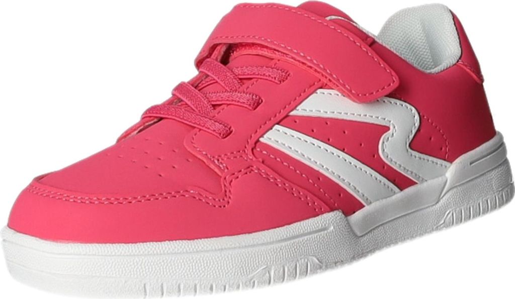 Sneakers Kinder-Mädchen-Sneaker-Slipper-Klettschuh Fuchsia-Pink-Weiß, Farbe:rot, EU Größe:30