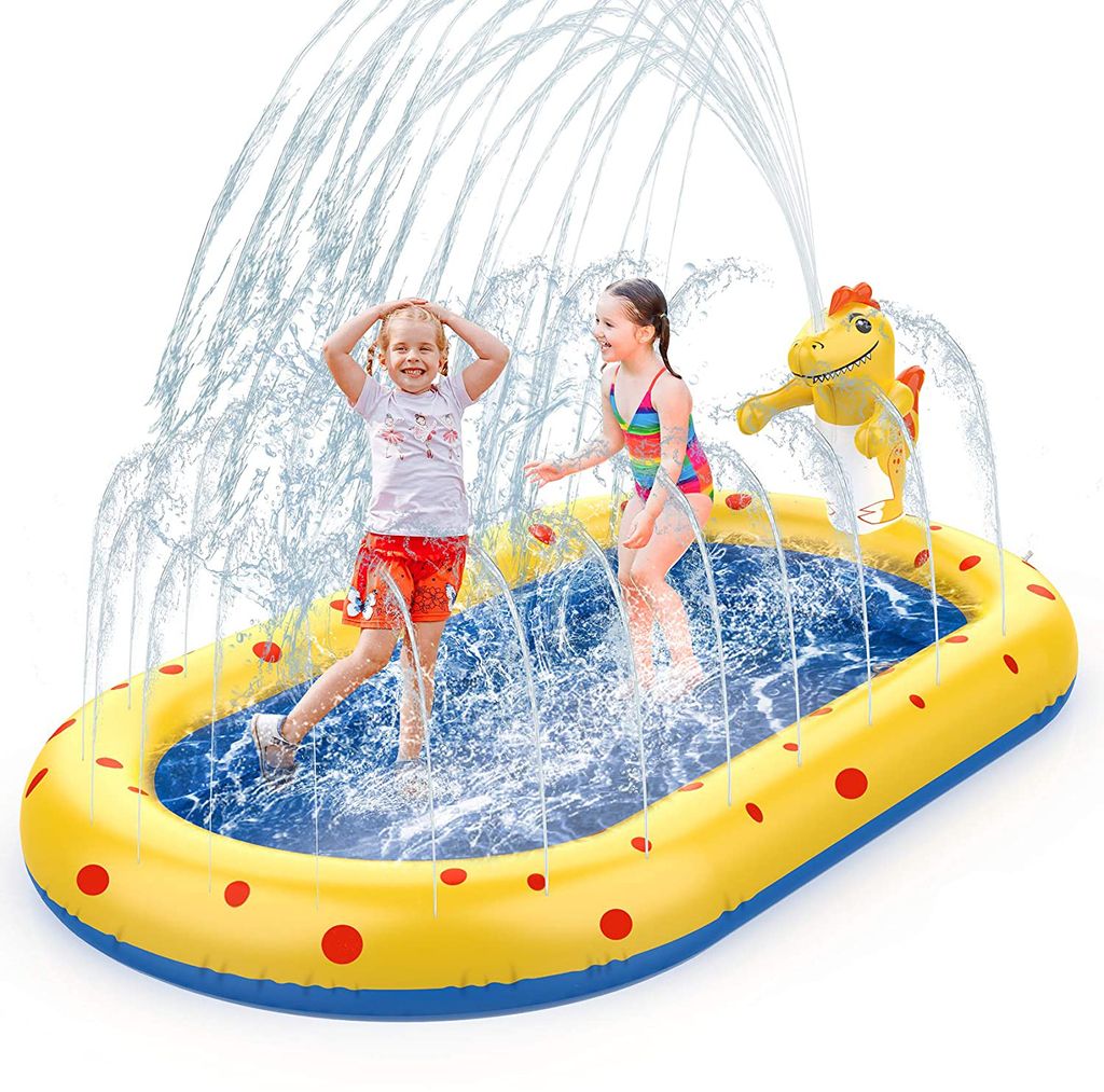 Splash Pad,170cm Sprinkler Play Matte,Aufblasbare Wasserspielmatte Sommer Garten 