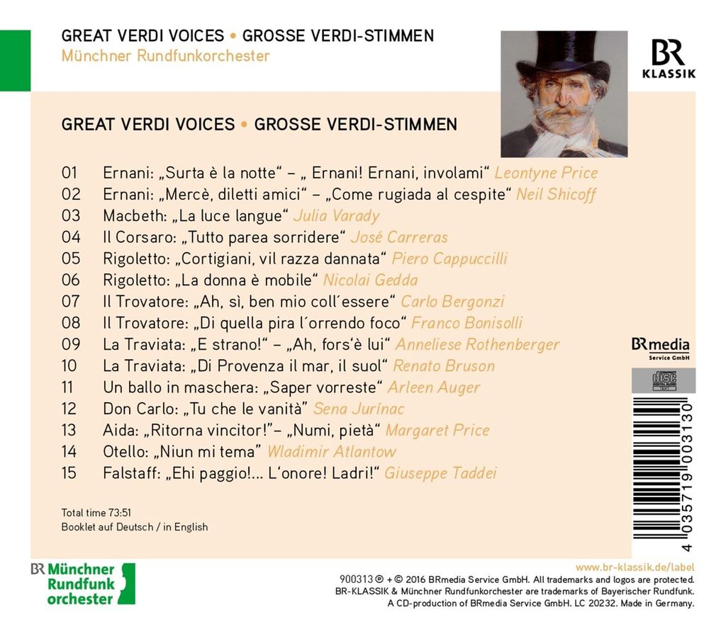 Price/Varady/Carreras/Gedda/Bergonzi: Groáe Verdi-Stimmen