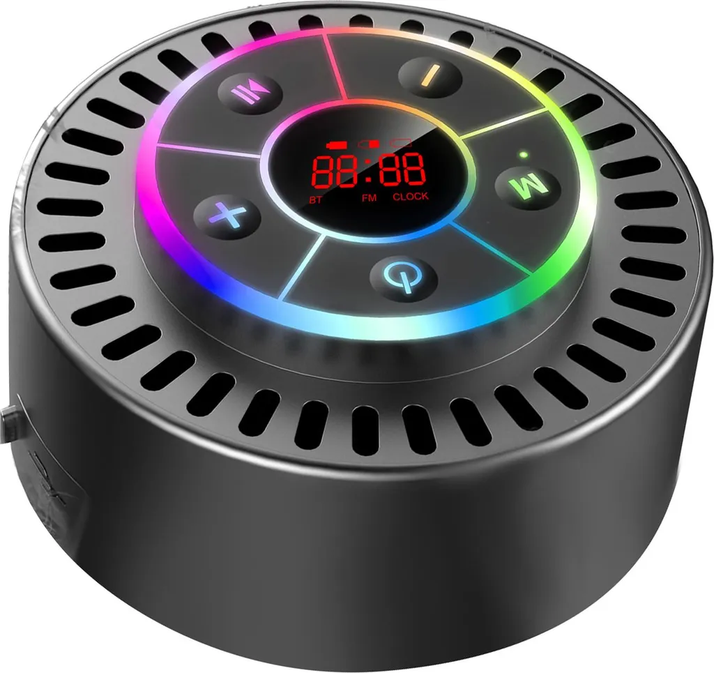Enceinte BT étanche IPX7 mini avec affichage LED heure et radio FM noire