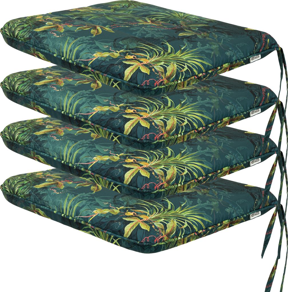 Sitzkissen-Set „Ada“ – 4er Pack - 50×43 cm - wetterabweisend & bequem | Sitzkissen, Gartenkissen, Sitzpolster, Stuhlkissen | PillowPrim