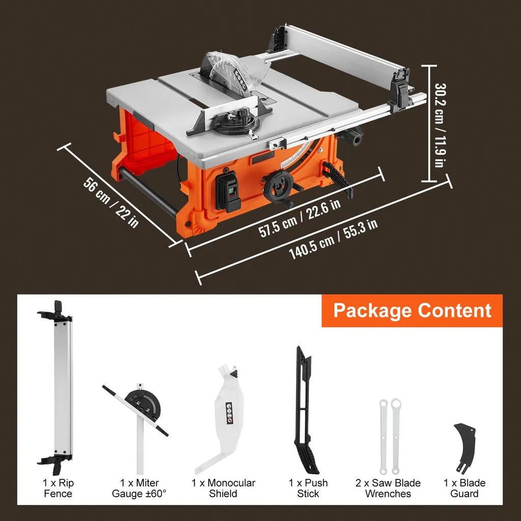 Scie sur Table Professionnelle 1800W avec Guide de Coupe Transversale - 7