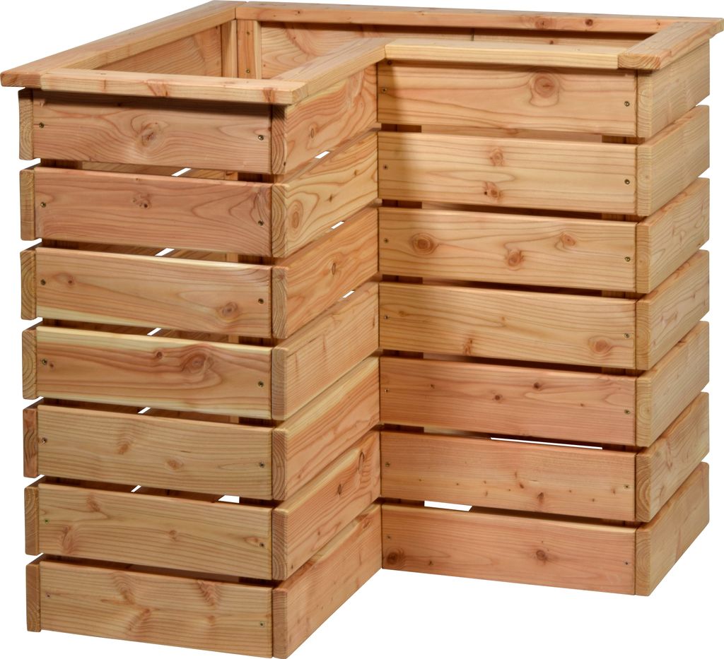 dobar Eck-Hochbeet für den Garten, L-förmiger Pflanzkasten inkl. Pflanzfolie, 78 x 78 x 73 cm, Douglasie