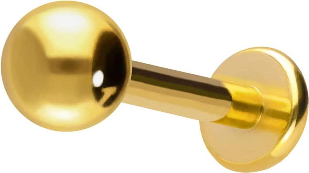 Ohrpiercing, Nasenpiercing Chirurgenstahl Labret Gold Stablänge: 11mm + Stabstärke: 1,6mm + Kugelgröße: 4mm